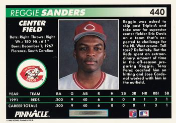 1992 Pinnacle #440 Reggie Sanders Back