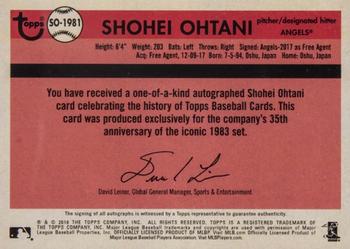 2018 Topps Transcendent Collection Japan Edition - Ohtani Through The Years Autographs #SO-1981 Shohei Ohtani Back
