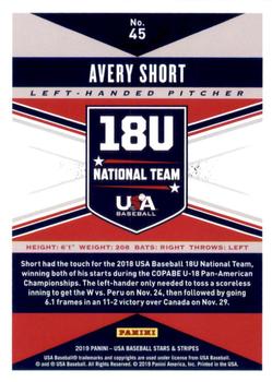 2019 Panini USA Baseball Stars & Stripes #45 Avery Short Back