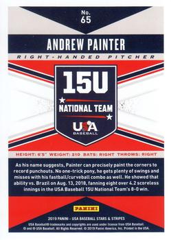 2019 Panini USA Baseball Stars & Stripes #65 Andrew Painter Back