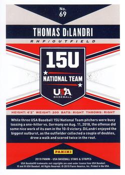 2019 Panini USA Baseball Stars & Stripes #69 Thomas DiLandri Back