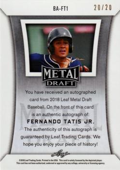 2018 Leaf Metal Draft - Pink #BA-FT1 Fernando Tatis Jr. Back