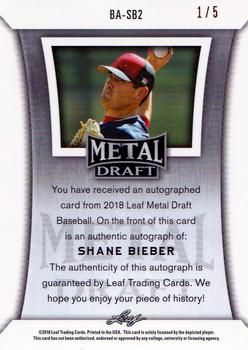 2018 Leaf Metal Draft - Red #BA-SB2 Shane Bieber Back