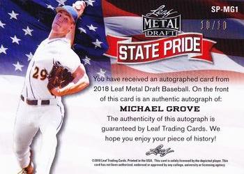 2018 Leaf Metal Draft - State Pride Autographs Green #SP-MG1 Michael Grove Back