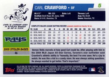 2006 Topps Opening Day #5 Carl Crawford Back