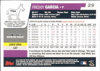 2006 Topps Opening Day #29 Freddy Garcia Back