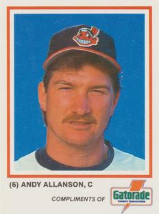 1987 Gatorade Cleveland Indians SGA #NNO Andy Allanson Front