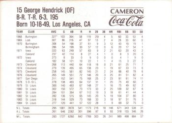 1985 Coca-Cola Pittsburgh Pirates #NNO George Hendrick Back