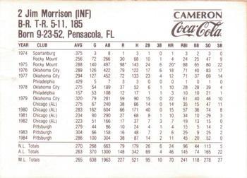 1985 Coca-Cola Pittsburgh Pirates #NNO Jim Morrison Back
