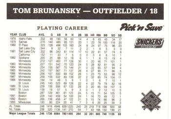 1994 Milwaukee Brewers Police - Hales Corners Police Department, The Tri City National Bank #NNO Tom Brunansky Back