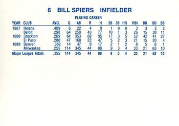 1990 Milwaukee Brewers Yearbook #NNO Bill Spiers Back