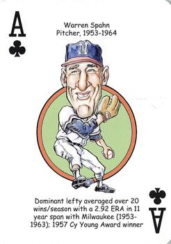 2007 Hero Decks Milwaukee Brewers Baseball Heroes Playing Cards #A♣ Warren Spahn Front
