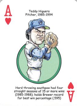 2007 Hero Decks Milwaukee Brewers Baseball Heroes Playing Cards #A♥ Teddy Higuera Front
