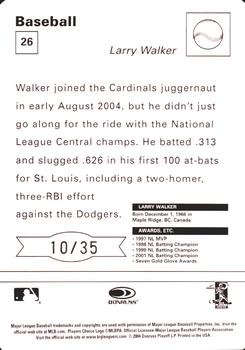 2005 Leaf - Sportscasters 35 Red Throwing-Bat #26 Larry Walker Back