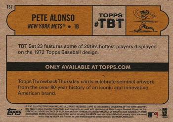 2019 Topps Throwback Thursday #137 Pete Alonso Back