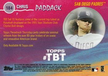 2019 Topps Throwback Thursday #184 Chris Paddack Back