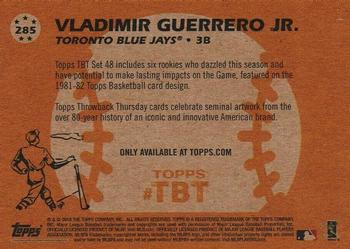 2019 Topps Throwback Thursday #285 Vladimir Guerrero Jr. Back