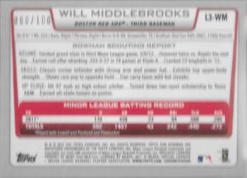 2012 Bowman - Lucky Redemption Autographs #L3-WM Will Middlebrooks Back