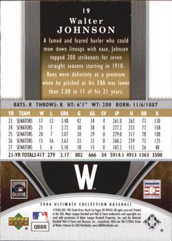 2006 Upper Deck Ultimate Collection #19 Walter Johnson Back