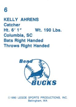 1990 Legoe Bend Bucks #6 Kelly Ahrens Back