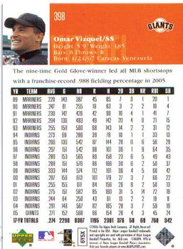 2006 Upper Deck #398 Omar Vizquel Back