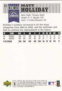 2006 Upper Deck First Pitch #64 Matt Holliday Back