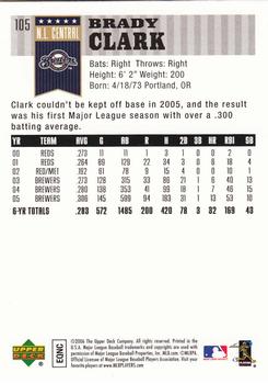 2006 Upper Deck First Pitch #105 Brady Clark Back