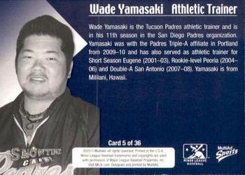 2011 MultiAd Tucson Padres #5 Wade Yamasaki Back