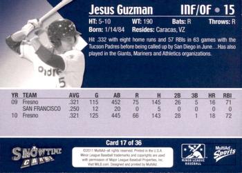 2011 MultiAd Tucson Padres #17 Jesus Guzman Back