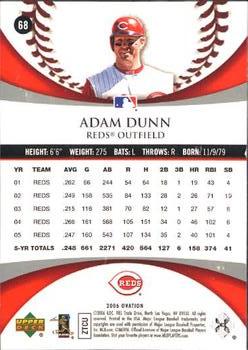 2006 Upper Deck Ovation #68 Adam Dunn Back