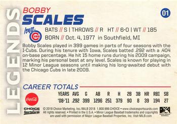 2018 Choice Iowa Cubs 50 Seasons Legends #1 Bobby Scales Back