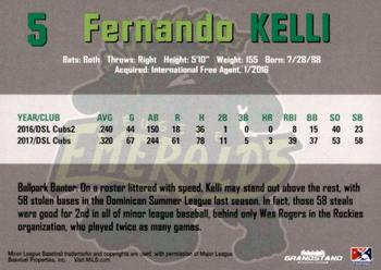 2018 Grandstand Eugene Emeralds #NNO Fernando Kelli Back