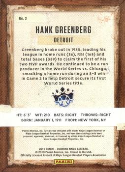 2019 Panini Diamond Kings #2 Hank Greenberg Back
