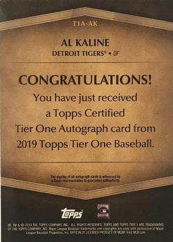 2019 Topps Tier One #T1A-AK Al Kaline Back