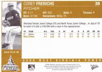 2008 MultiAd West Virginia Power #19 Corey Frerichs Back