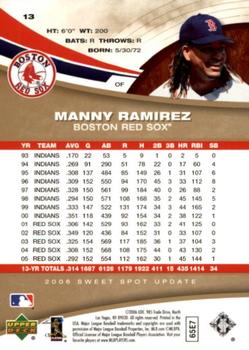 2006 Upper Deck Sweet Spot Update #13 Manny Ramirez Back