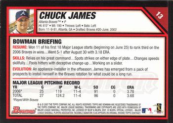 2007 Bowman #13 Chuck James Back