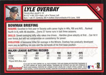 2007 Bowman #79 Lyle Overbay Back