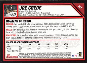 2007 Bowman #82 Joe Crede Back