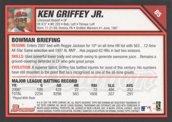 2007 Bowman #85 Ken Griffey Jr. Back