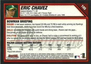 2007 Bowman #105 Eric Chavez Back