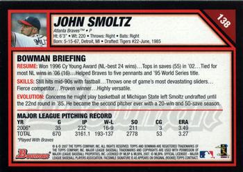 2007 Bowman #138 John Smoltz Back