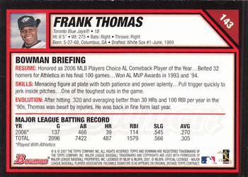 2007 Bowman #143 Frank Thomas Back