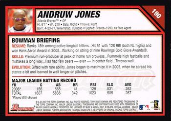 2007 Bowman #190 Andruw Jones Back