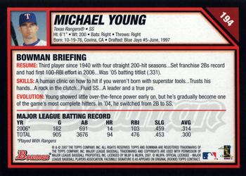 2007 Bowman #194 Michael Young Back