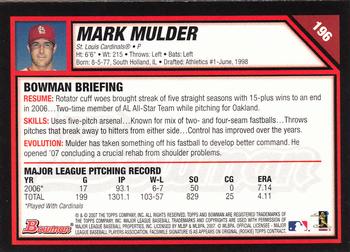 2007 Bowman #196 Mark Mulder Back