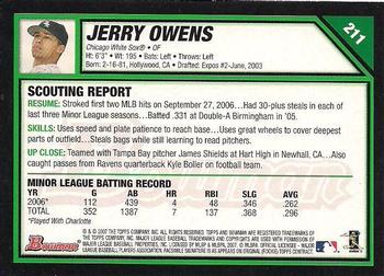 2007 Bowman #211 Jerry Owens Back