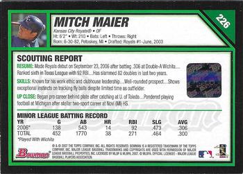 2007 Bowman #226 Mitch Maier Back