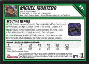 2007 Bowman #230 Miguel Montero Back