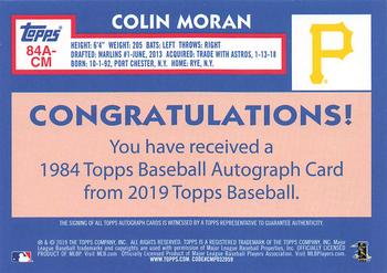 2019 Topps - 1984 Topps Baseball 35th Anniversary Autographs #84A-CM Colin Moran Back